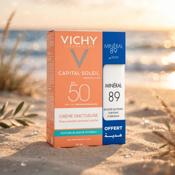 Vichy Capital Soleil Crème Onctueuse SPF 50 + Minéral 89 Offert كريم