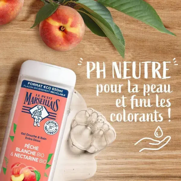 Le Petit Marseillais Gel Douche Pêche Blanche Bio & Nectarine Bio