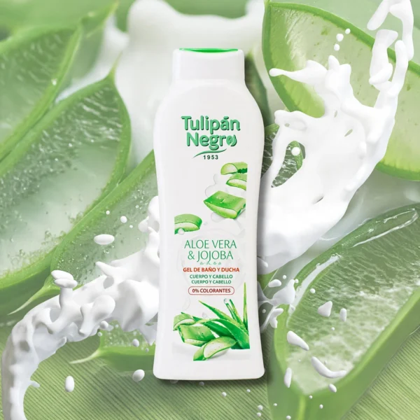 Tulipán Negro Aloe Vera & Jojoba - Gel de Baño y Ducha Cuerpo y Cabello 0% Colorantes